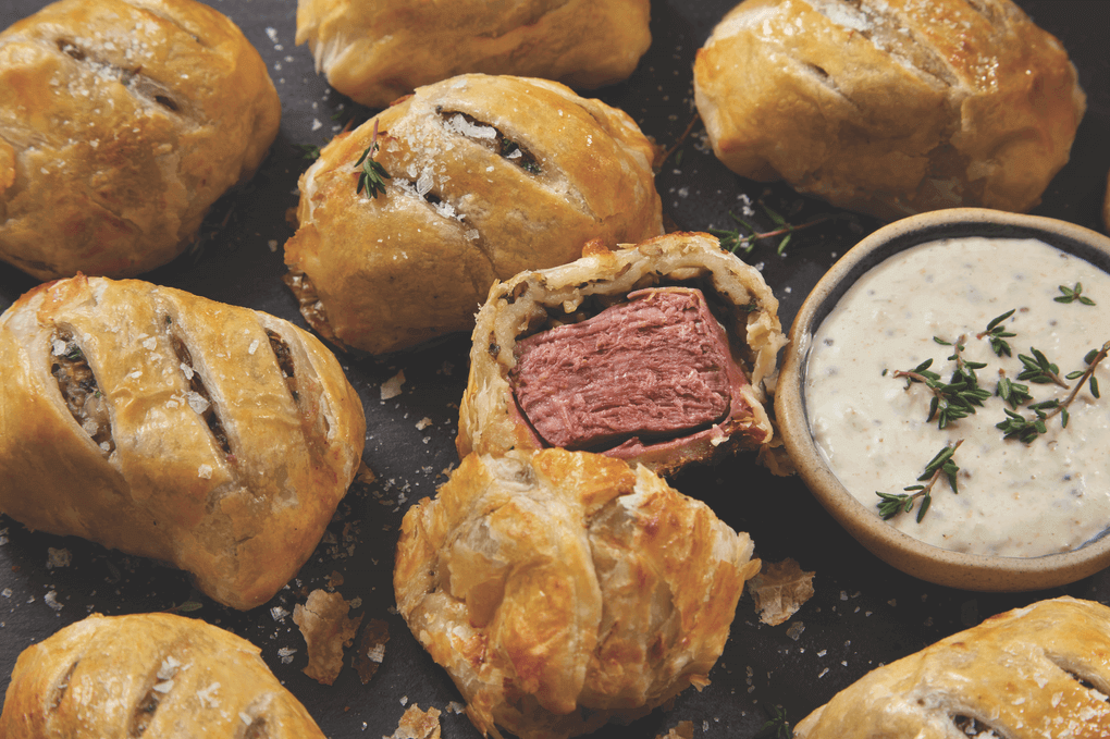 Traditional, upscale entrées, like beef Wellington, can be transformed into quicker-to-prepare mini versions, perfect for bar snacks and shareable menus.