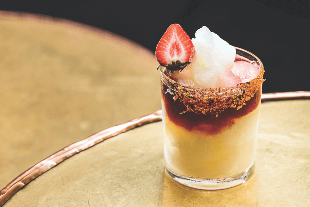 Katana Kitten’s cocktails are captured in “The Japanese Art of the Cocktail,” by Michael Anstendig and Katana Kitten’s Masahiro Urushido. The frozen margarita- inspired Rubyfruit gets a rim of shichimi salt—shichimi togarashi, Maldon salt and lemon zest.