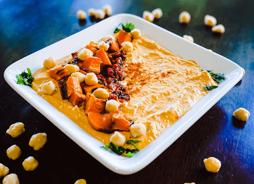 Sweet potato is an easy add-in to hummus. At Sassool in North Carolina, cumin and cayenne bring depth of flavor and a kick of heat to the Spicy Sweet Potato Hummus.