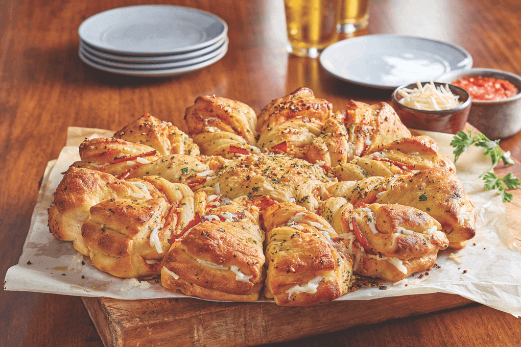 Vegan Pull Apart Pizza featuring Nurishh Mozzarella-Style Cheese Alternative Shreds