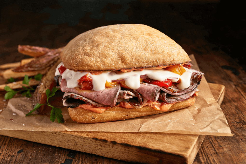 Picture for Roasted Aussie Lamb Sandwich with Fontina, Sweet Peppers and Harissa Mayo