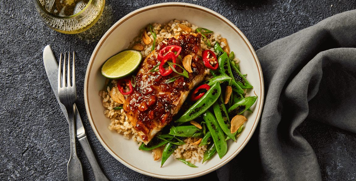 Rock’n Rice Bowl: Pineapple Adobo Alaska Rockfish & Brown Rice Bowl