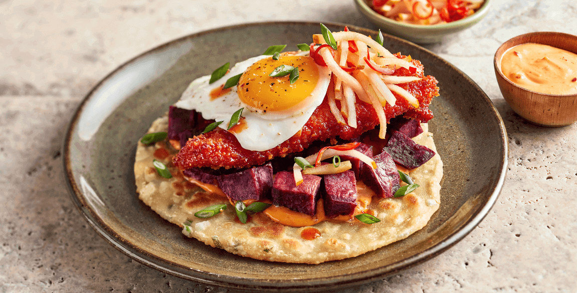Thai Chili Sticky Chicken Scallion Pancake Taco