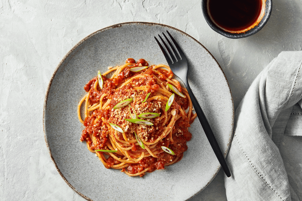 Plant Based Wafu Style Bolognese with Kikkoman