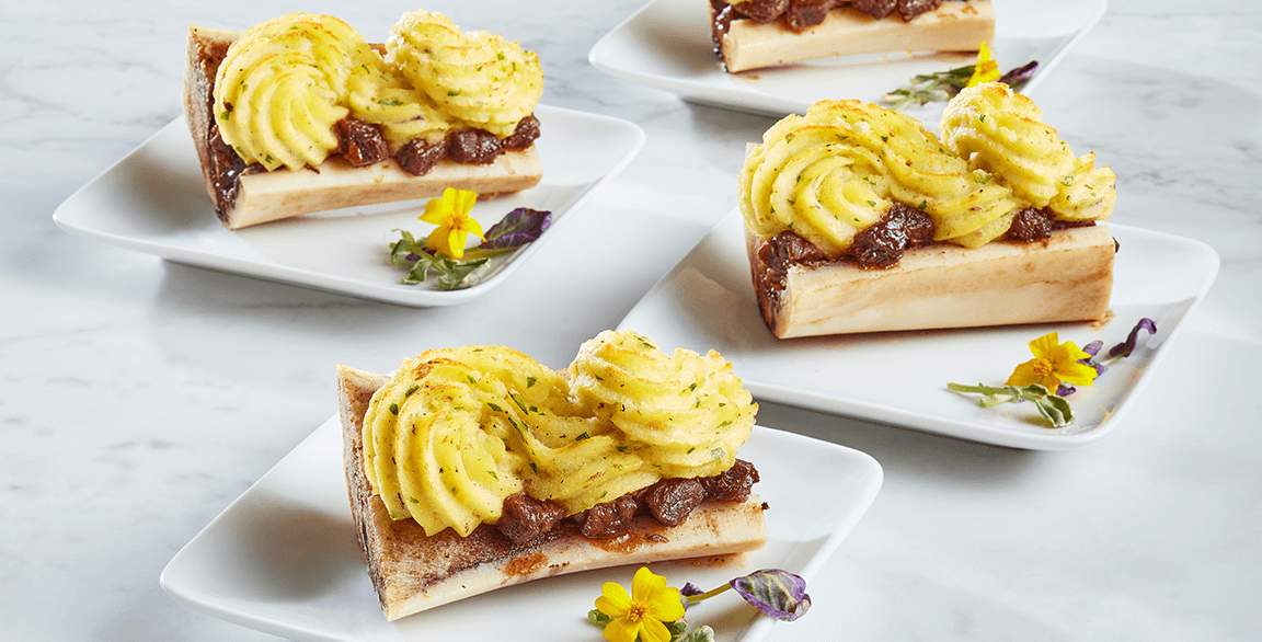 Bone Marrow Duchess Idaho® Potatoes with Braised Beef Cheeks