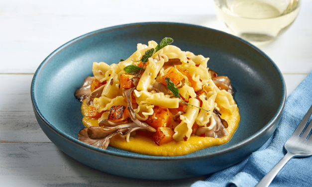 Campanelle Pasta with Butternut Squash, Maitake Mushrooms, Sage & Chiles