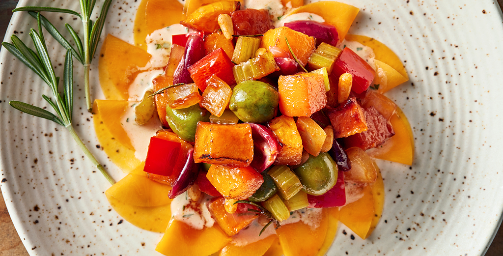 Soy-Glazed Red Grape Caponata and Butternut Squash