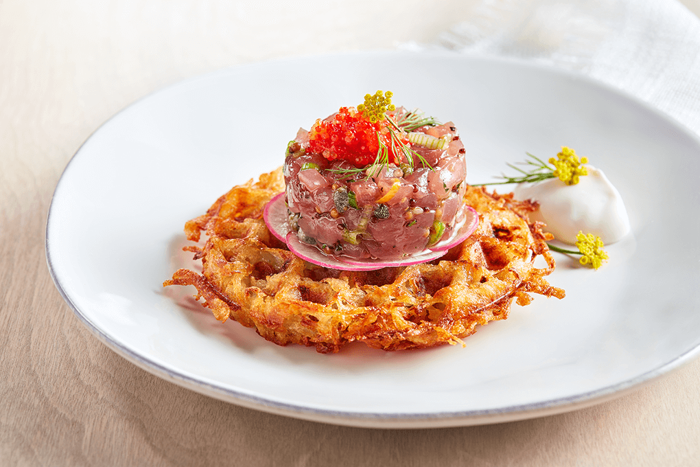 Picture for Idaho® Potato Waffle, Tuna Tartare, Crème Fraiche and Caviar