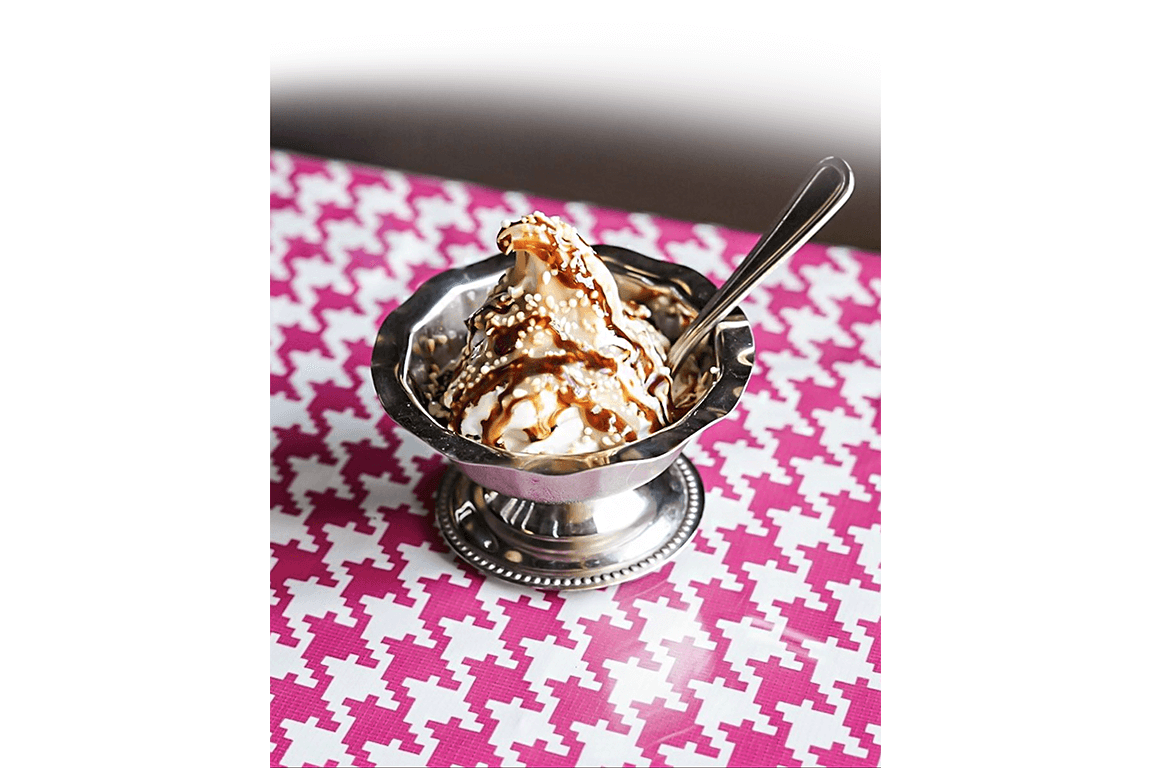 Laser Wolf, an Israeli restaurant with locations in Brooklyn and Philadelphia, tops its Brown Sugar Soft Serve with tehina magic shell, pomegranate, date molasses and sesame-rice crunch.