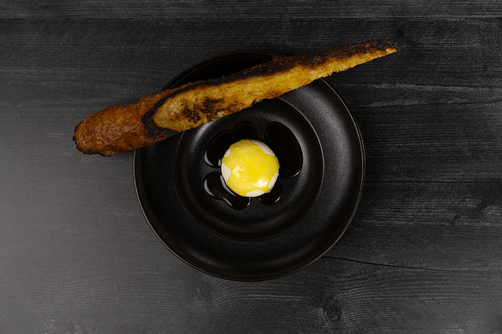 Soy Sauce Injected Burrata Fettuna, served with toasted filone bread, from Chef Robbie Felice of pastaRAMEN.