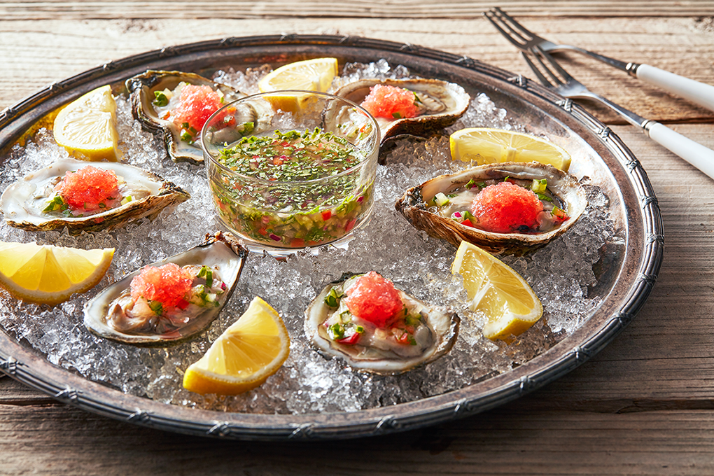 Picture for Watermelon Rind Mignonette and Watermelon Granita with Oysters