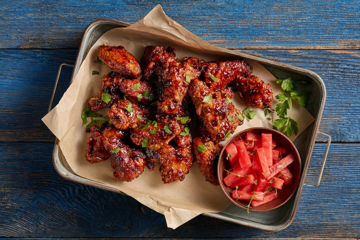 Picture for BBQ Hoisin Breaded Wings with Pickled Watermelon