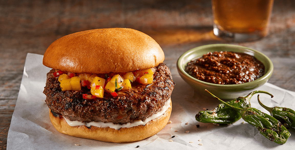 Jamaican Jerk Burger with Mango Salsa Flavor & The Menu