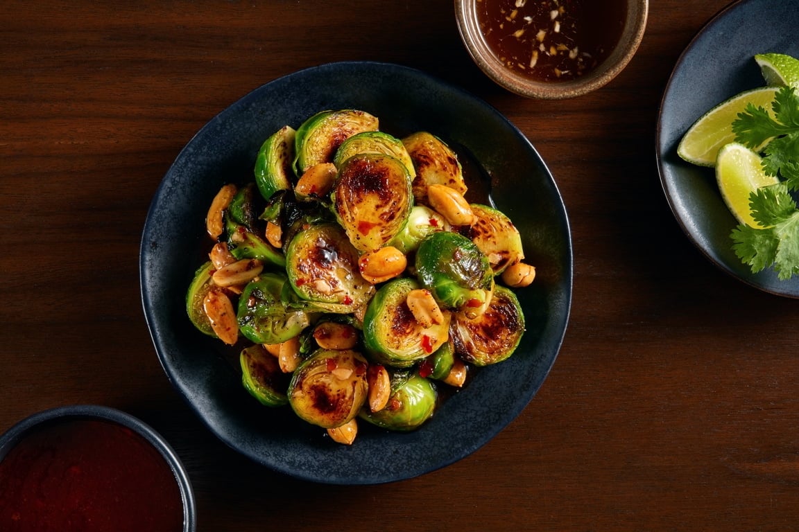 Picture for Ponzu-Seared Brussels Sprouts with Mirin-Glazed Peanuts