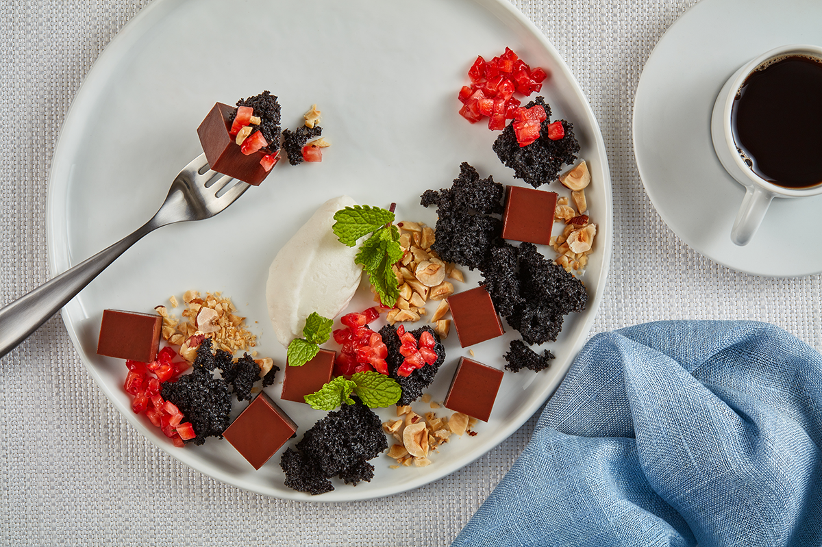 Picture for Ghirardelli® Chocolate Gel with Devil’s Food Cake, Toasted Hazelnut, Strawberry & Coconut Sorbet