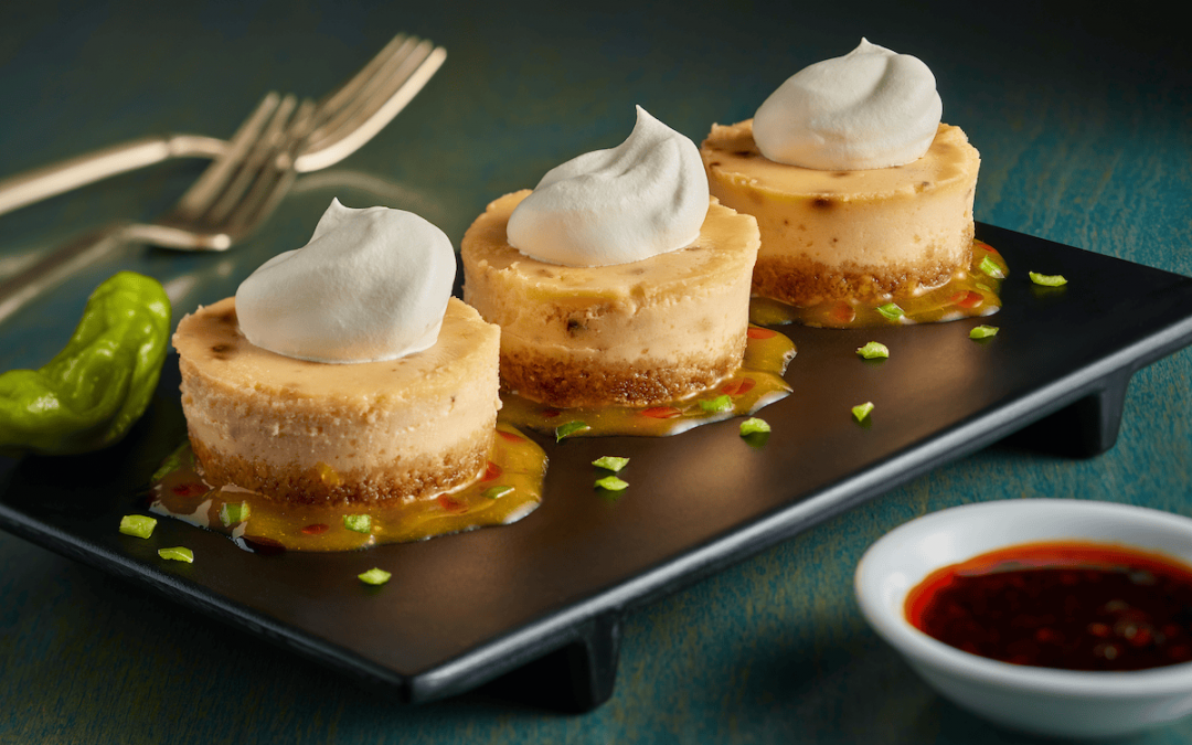 Chili-Garlic Cheesecake with Soy Sauce Whipped Cream Recipe courtesy of Kevin Ripley | Sponsor: Lee Kum Kee®