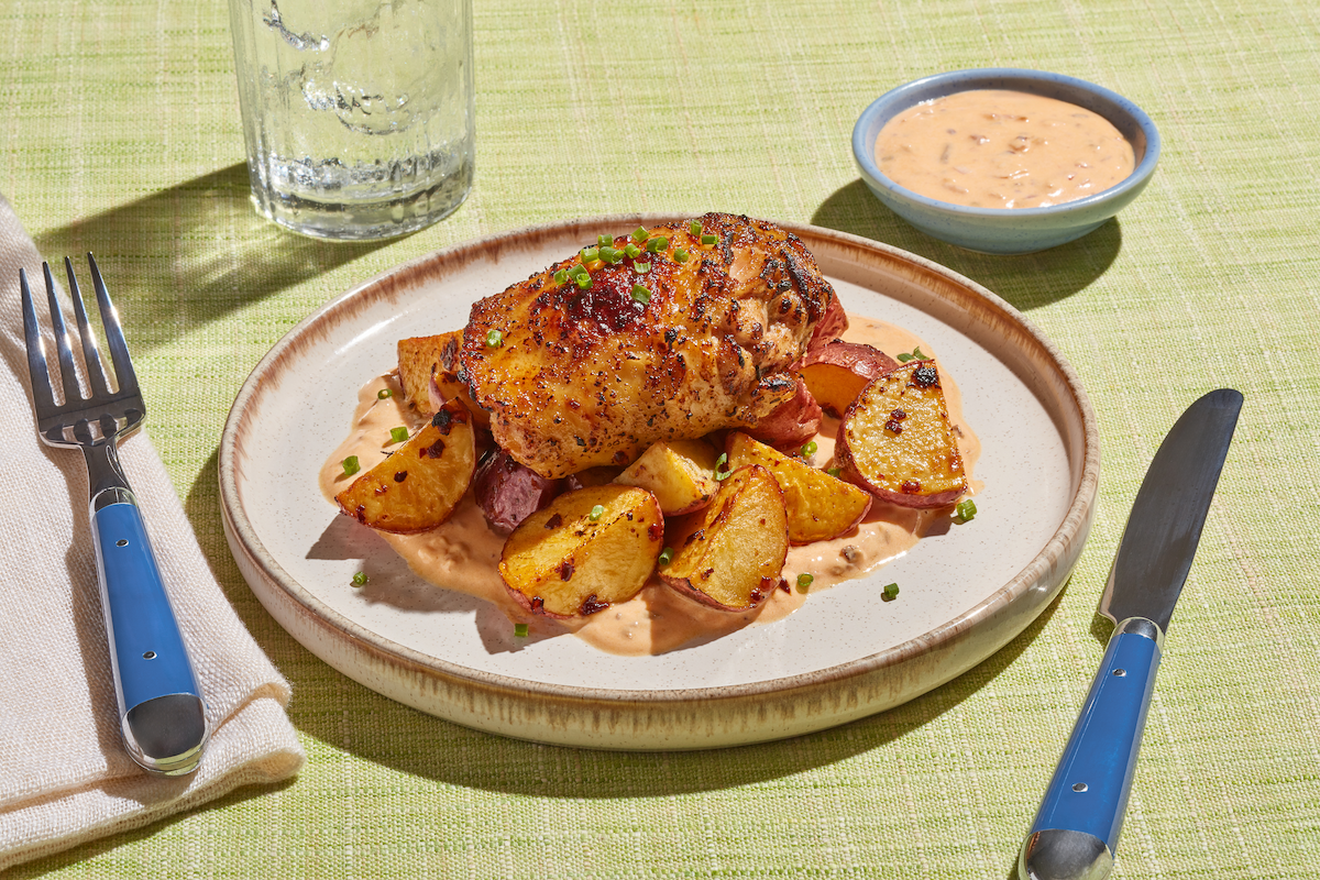 Spiced Chobani® Yogurt-Marinated Crispy Chicken Thigh