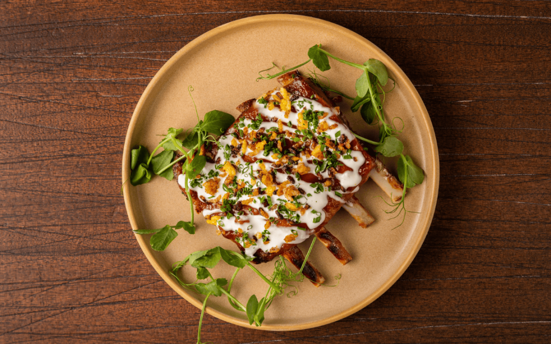 Top With a Spicy Halal BBQ Sauce And balance with a creamy lemon-yogurt side