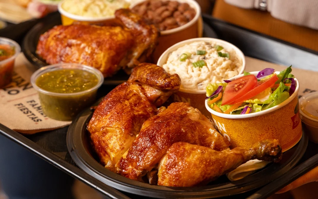 Rotisserie Chicken with Chicharrón Chops Juan Pollo | Based in San Bernardino, Calif.